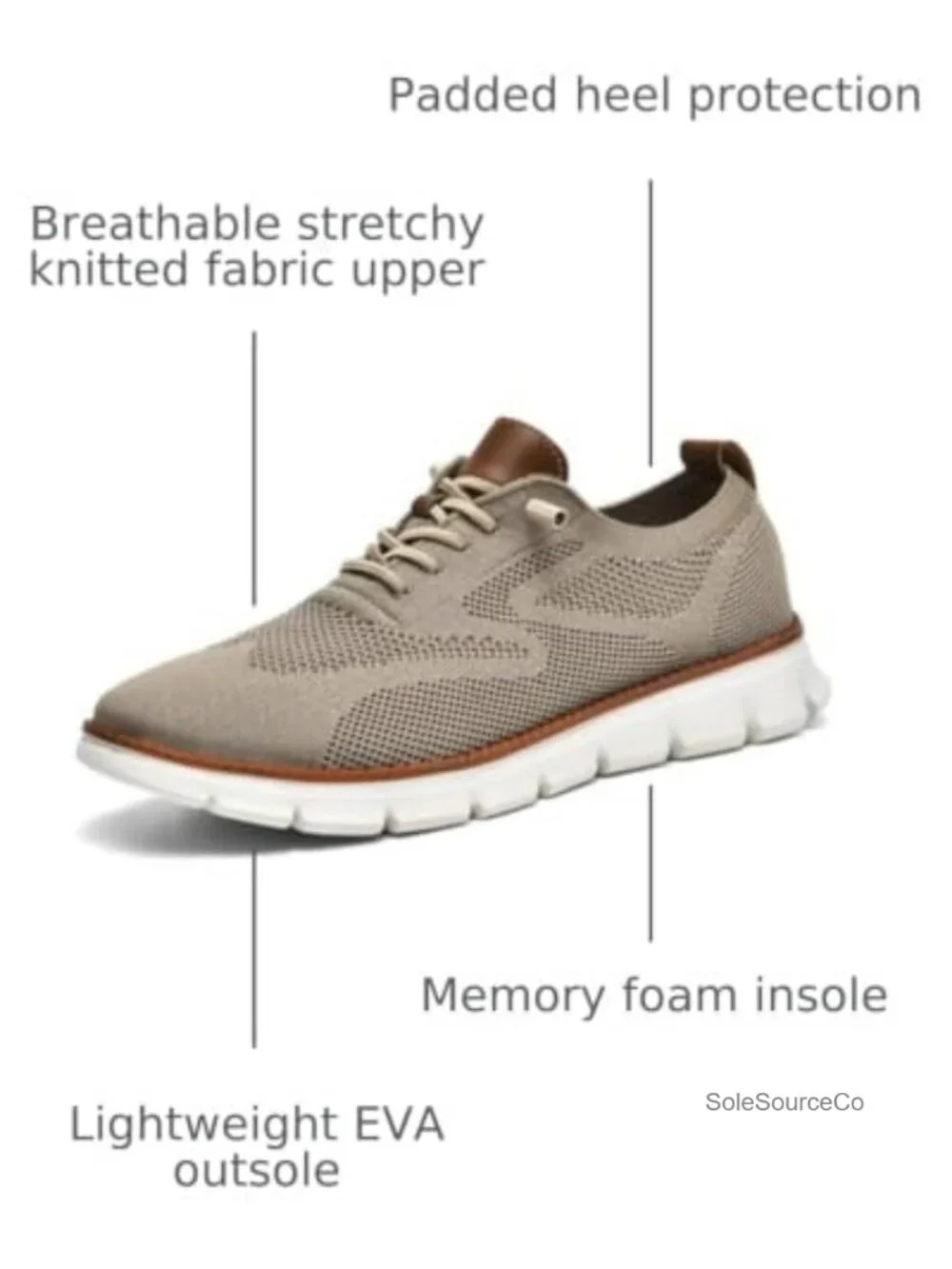 Men's Lightweight Oxford Sneakers Business Casual Lace-Up Dress Shoes